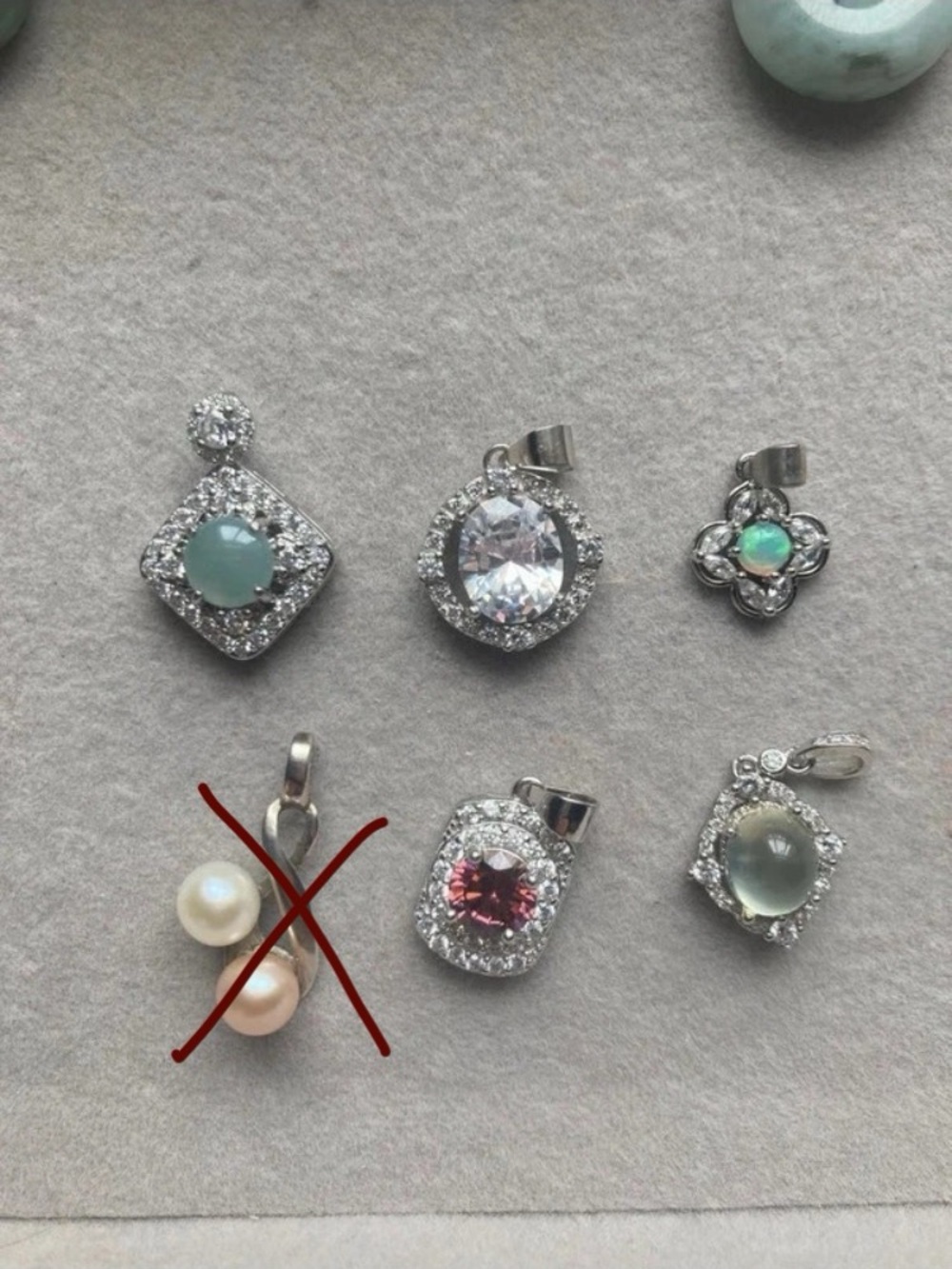5 Piece Pendant Lot | Sterling Silver, Opal, Pearl, Prehnite, Jade & CZ